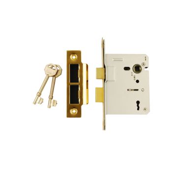 Electro Brass Plated 63mm 3L Mortice Deadlock