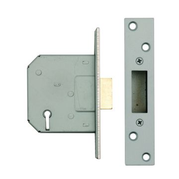 Polished Chrome Plated 63mm 5 Lever Mortice Deadlock - Boxed
