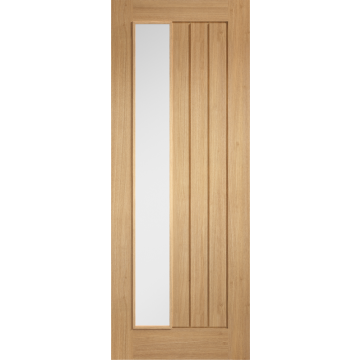 Oak Mexicano Offset with Clear Glass Pre-Finished Doors